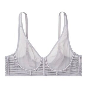 NWT Victoria's Secret Very Sexy Unlined Mesh Plunge Bra in Pearl Stone 32DD